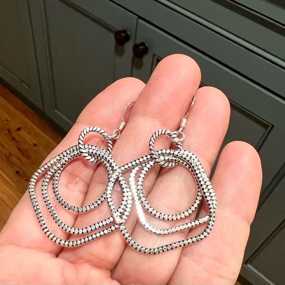 NEW Sundance Catalog Sterling Silver SP Triple Hoops Lightweight Dangle Earrings - Picture 1 of 7